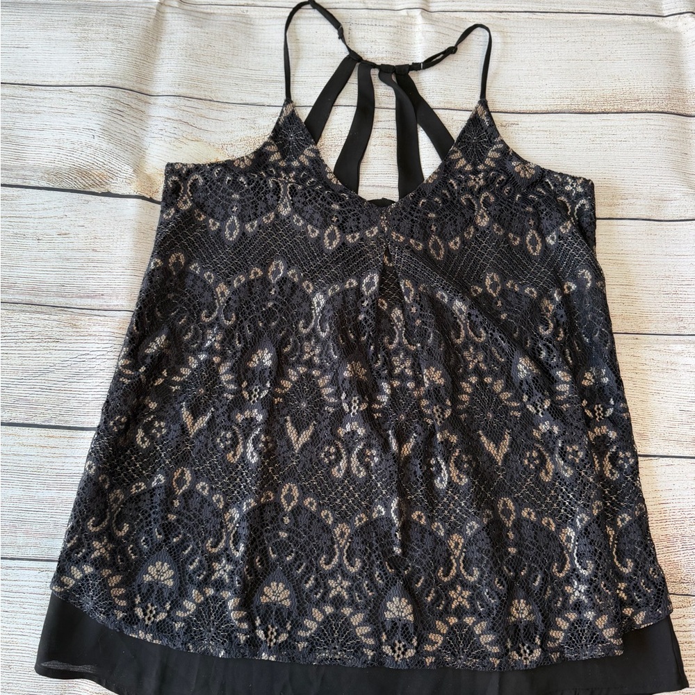 Maurices Black and Cream Lace Camisole